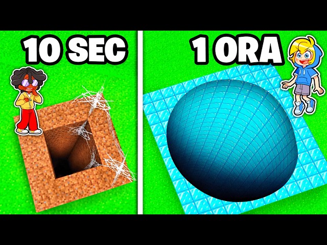 10 Second vs. 1 Hour UNDERGROUND TUNNEL in Minecraft!