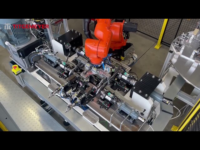 Titgemeyer_Station for linear cupforming and press riveting with Kuka robot