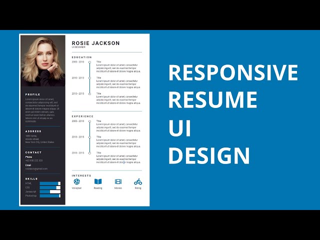 How to create the Responsive Resume UI Design using HTML and CSS -- Resume Design -- CV Design