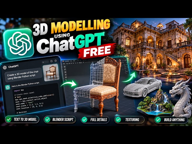 3D Modelling Using ChatGPT for FREE! 🤯 Create Blender Models with AI