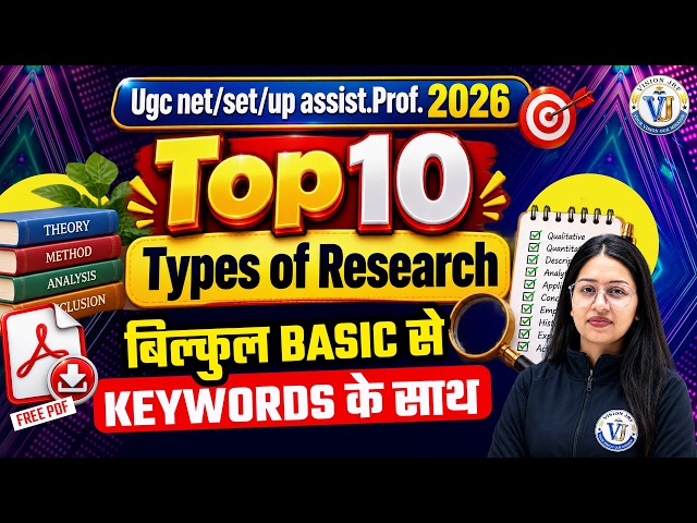 UGC NET Paper-1 Research Aptitude Top 10 Types of Research Complete Basics + Keywords | Saroj Ma'am