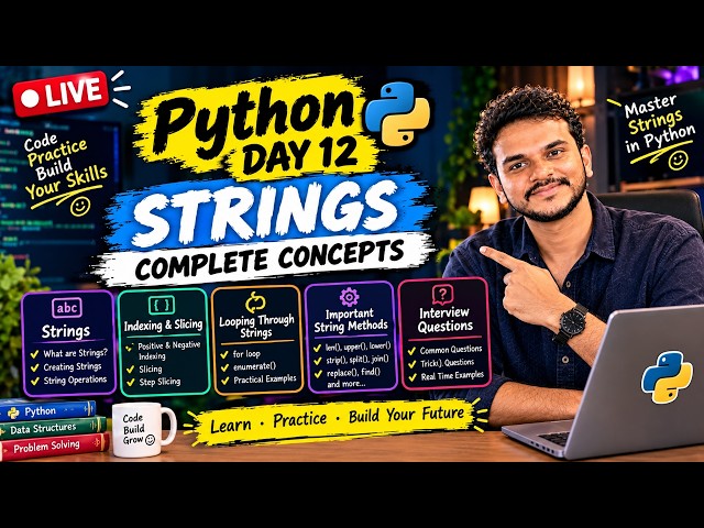 Python Day 12 in Telugu |Strings, Indexing, Slicing, Methods & Interview Questions