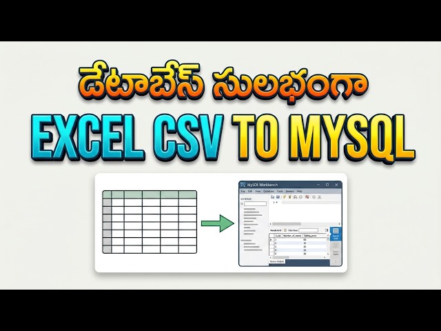 MYSQL database simple for beginners using Excel CSV file in Telugu