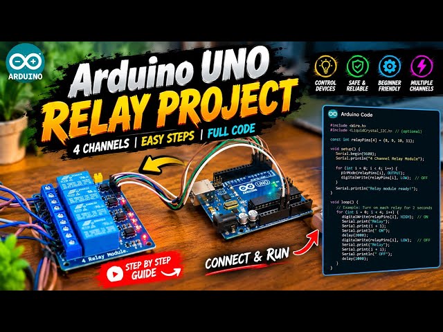 ⁠DIY Arduino 4-Channel Relay RGB Light Flasher! 💡⚡
