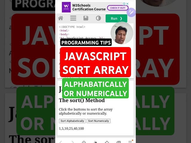 JavaScript SORT alphabatically or numerically #javascript #array #programmingwithrakesh