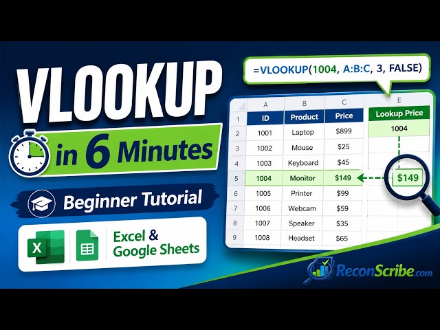 VLOOKUP in 6 Minutes: Beginner Tutorial (Excel & Google Sheets)