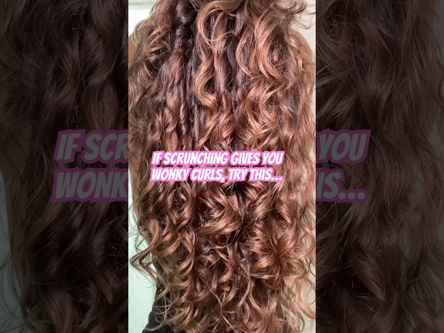 How to scrunch your wavy curly hair for less wonky results. #wavycurly #curlcare #wavyhairtips #wavy