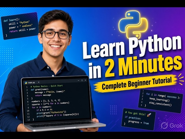 🐍 Learn Python in Just 2 Minutes! | Full Python Tutorial for Beginners 🚀