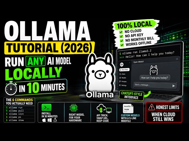 OLLAMA TUTORIAL (2026): RUN ANY AI MODEL LOCALLY IN 10 MINUTES