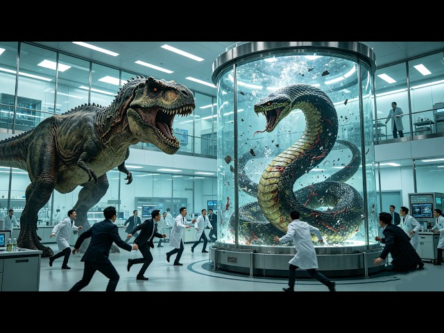 【FULL MOVIE 4K】Lab Chaos! T-Rex vs. Giant Python, Scientists Flee for Their Lives