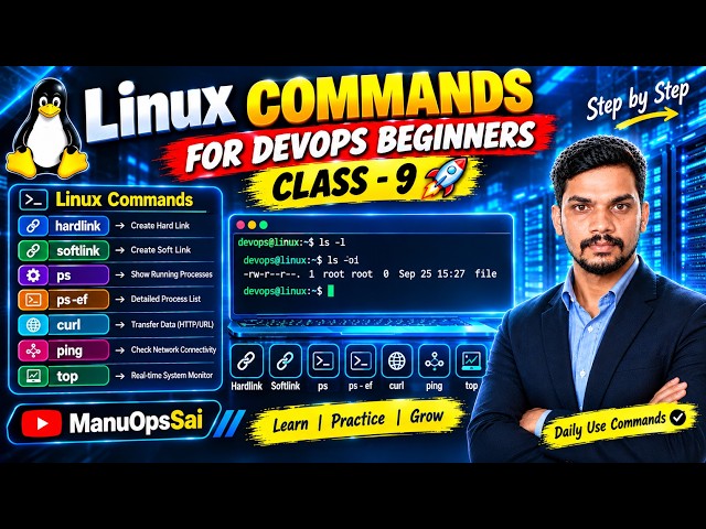 Class-9 | Linux Commands for DevOps Beginners |  #devops #linux #linuxdevops #Linuxclasses #hardlink