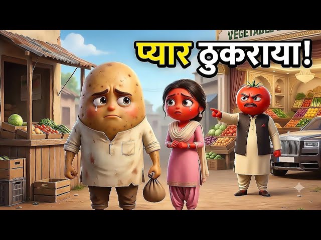 अमीर टमाटर ने गरीब आलू का प्यार ठुकराया 💔🥔 | Hindi Cartoon | #aistory #lovestory #aivideo #storytime
