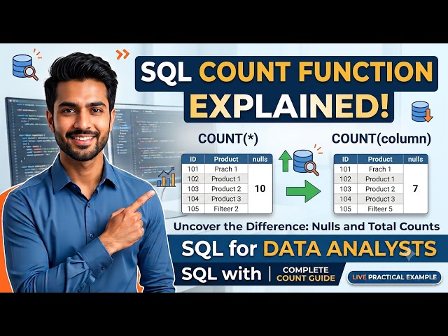 SQL COUNT Function Explained   COUNT  vs COUNTcolumn   SQL with Arbaz