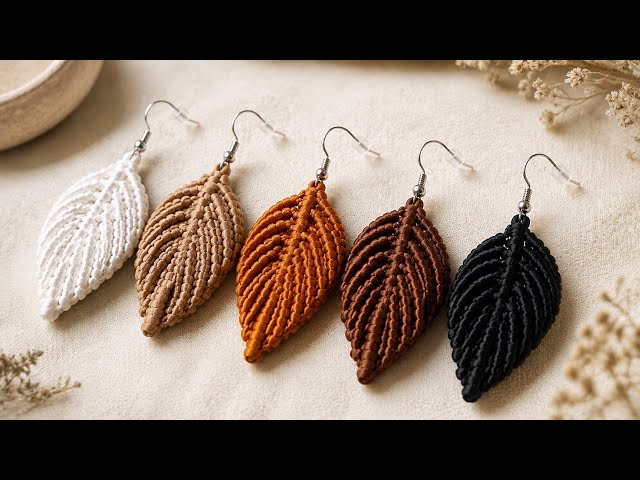 Craft Beautiful Leaf Earrings with Simple Macrame 🍂