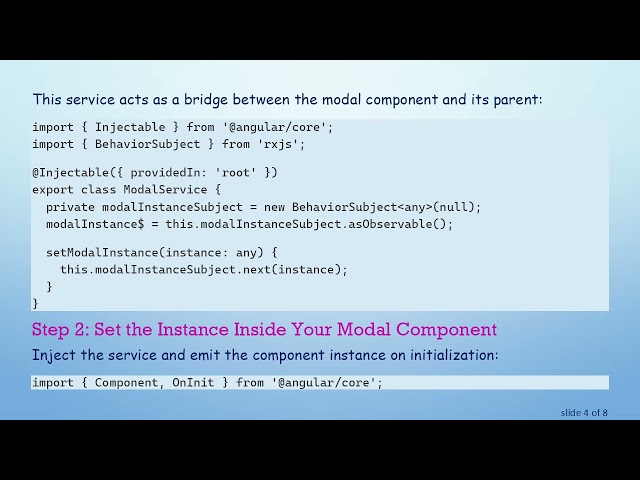 How to Access a Component Instance from an Ionic Angular Modal