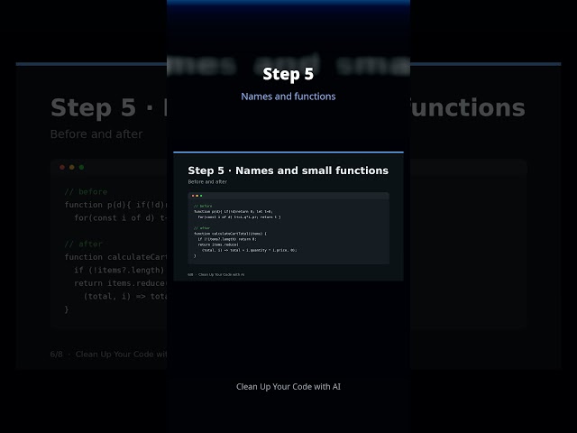 1.  p(d)  vs  calculateCartTotal  — same code, different life #cleancode #coding #software #ai #ias