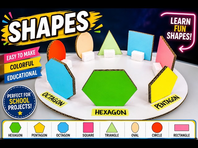 Maths Shapes Project Model | Shapes model for school project| Make Geometrical Shapes from Cardboard