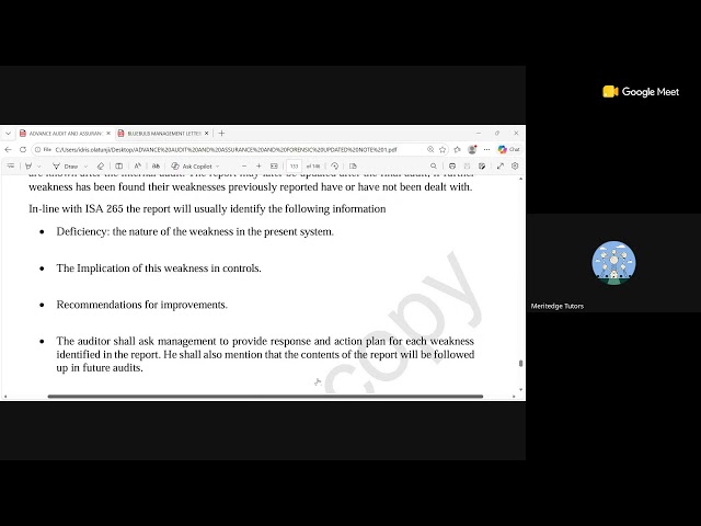 ADVANCE AUDIT AND ASSURANCE CHAPTER 14: AUDIT REPORTING CLASS 2