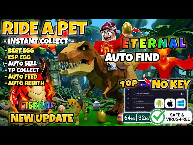 Ride A Pet Script [ NO KEY ] Pastebin 2026 | Egg ESP, Rarity Filter, Find Ethereal & Divine