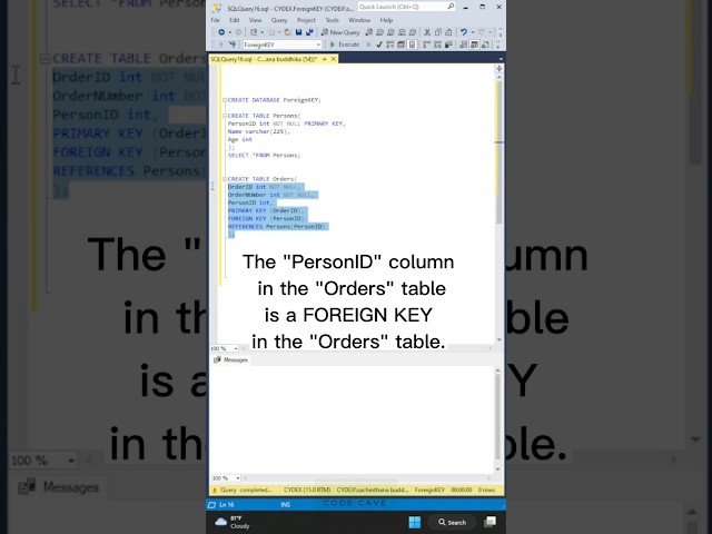 Create the table's FOREIGN KEY in Microsoft SQL Server Management Studio  #sqlserver #sql #database