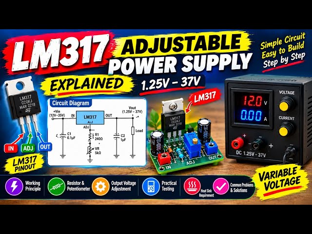 LM317 Adjustable Power Supply Explained | 1.25V–37V Variable Voltage Regulator