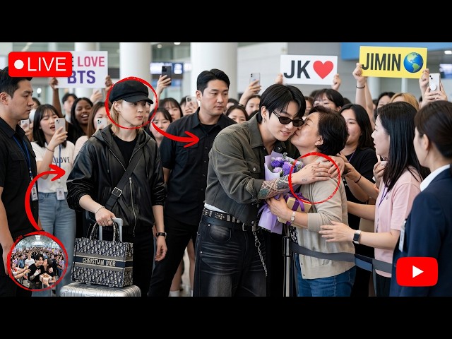 🚨 Arrival in LA: BTS's Jimin's smile vanishes when Jungkook receives this gift FROM a fan?! 💋😱✈️