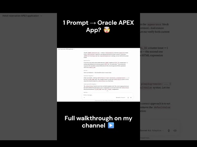1 Prompt → Oracle APEX App? 🤯 #apexlang #orclapex #ai #mcp #sqlcl