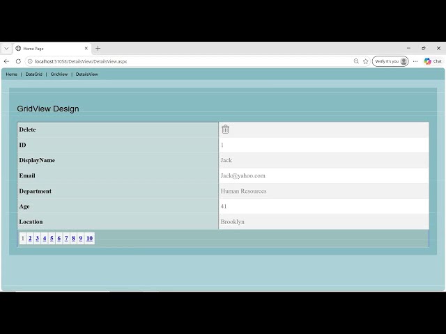 ASP.Net C# DetailsView