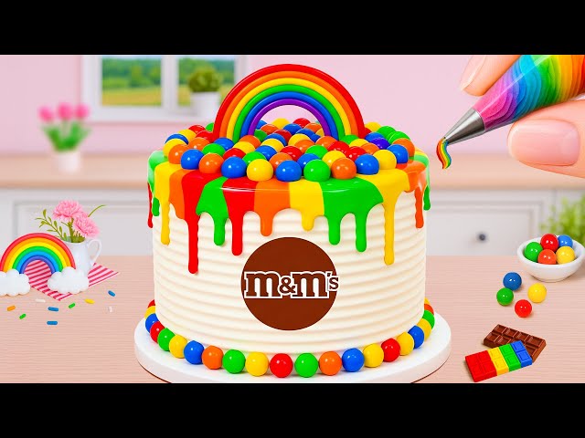 Miniature Rainbow Cake Recipe 🌈 Lovely Tiny Rainbow M&M Chocolate Cake Recipe 💕 Yummy Teeny