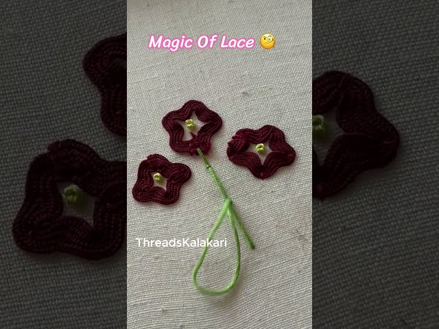 🤯 LACE DESIGN 🤯 Hand Embroidery designs -  Embroidery for Beginners #shorts #embroidery #satinstitch