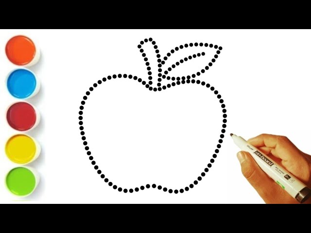 Apple 🍎 drawing very easy painting and colouring 