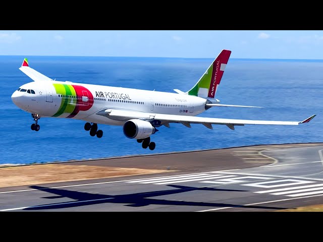 Madeira Airport Planespotting | GO AROUNDS and WINDY Landings