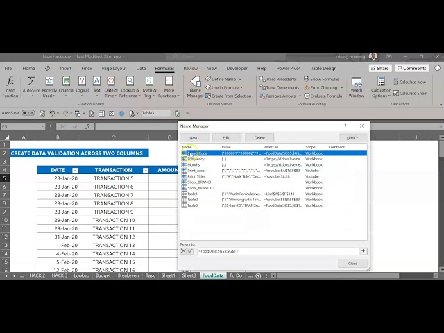 Data Validation across Two Columns
