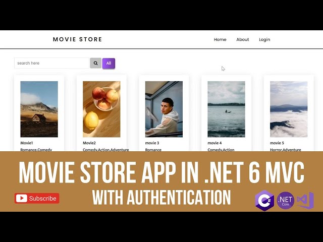 Movie store project in dot net 6 mvc | dot net core project