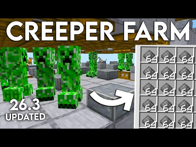 NEW AUTOMATIC UPDATED Minecraft Java 26.3 Creeper Farm Tutorial (5000 Gunpowder Per Hour)