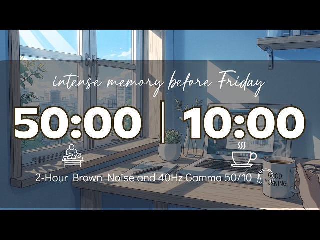 Friday Eve Cram 🌙 50/10 Pomodoro Timer with Brown Noise 🎧 2-Hour Study with Me & ADHD ✨