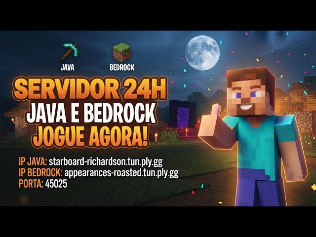 SERVIDOR 24H DE MINECRAFT COM INSCRITOS! (Java Por enquanto) 🟢