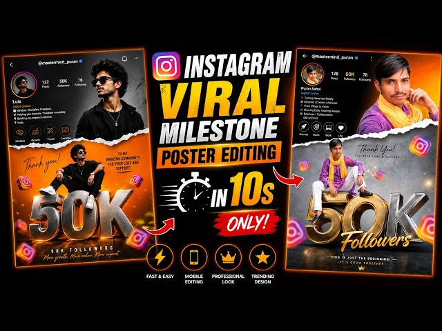 Instagram Viral 50K Milestone Poster Editing 🔥 | ChatGPT AI Photo Editing Prompt | Trending Poster