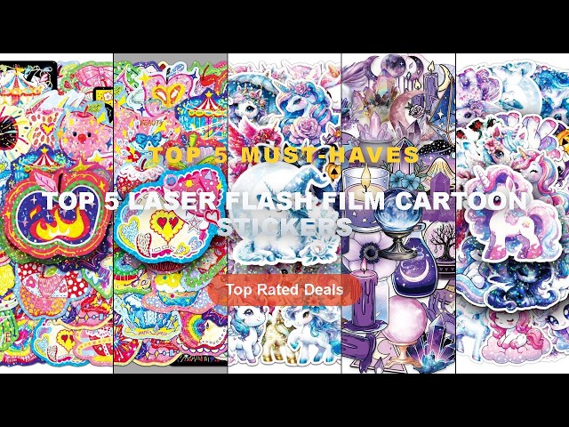 Best Top 5 Laser Flash Film Cartoon Stickers on AliExpress | Review - 50PCS Flash Film Laser Unicorn