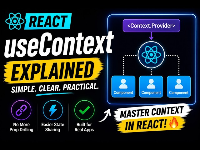 React useContext Hook Explained Simply | React Tutorial for Beginners