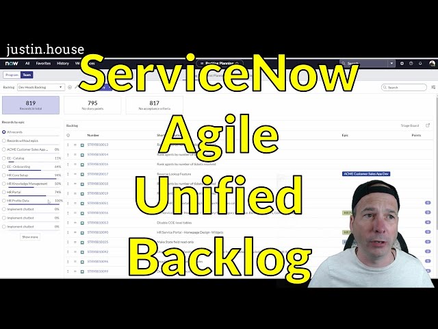 ServiceNow Agile Unified Backlog
