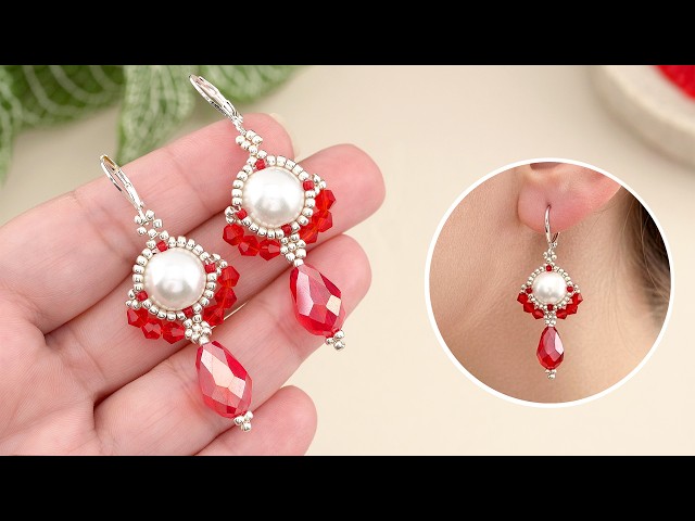 How to make Earrings at Home with Beads & Thread? Beaded Teardrop Earrings Tutorial for Beginners!