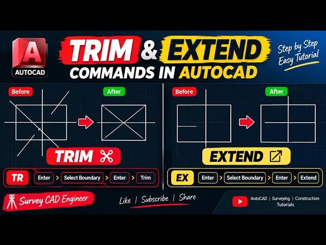 How to Use TRIM & EXTEND Commands in AutoCAD | Easy Step-by-Step Tutorial 🔥