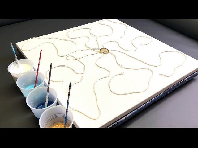 Fluid Art STRING PULL THRU A KEYRING?!! Acrylic Pouring Wigglz Art Beginners Painting Technique!!