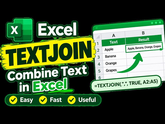Use of TEXTJOIN Function in Excel #excel #exceltips #exceltutorial #exceltricks