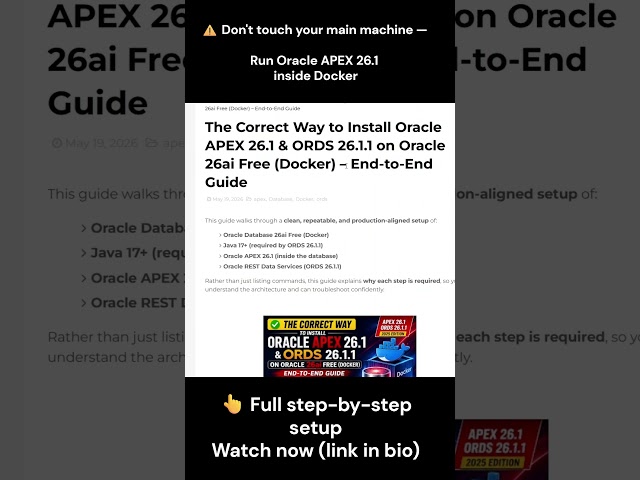 Stop Installing APEX on Your Main Machine — Do This Instead 🚫 #orclapex #oracleapex #docker