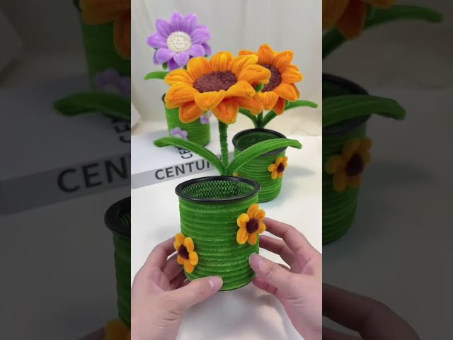 Full tutorial pipe cleaner sunflower #handmadegifts #flowers #gift #craft #handmadecraft #diy