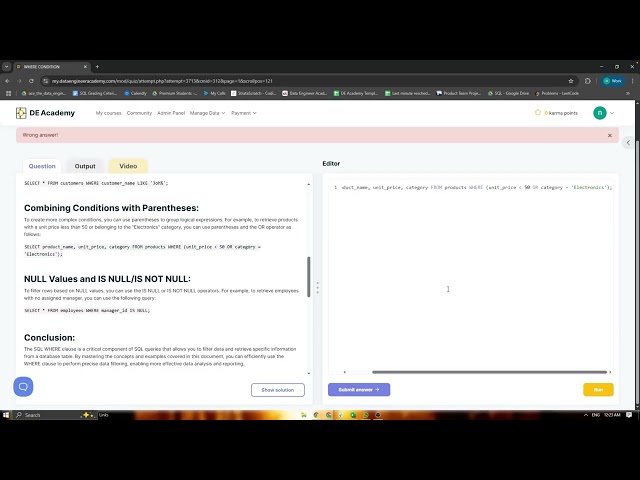 SQL WHERE Condition