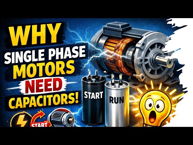 Why Single phase Induction Motor needs Capacitors to Operate ? / *Auto Dubbed in 21 Languages*