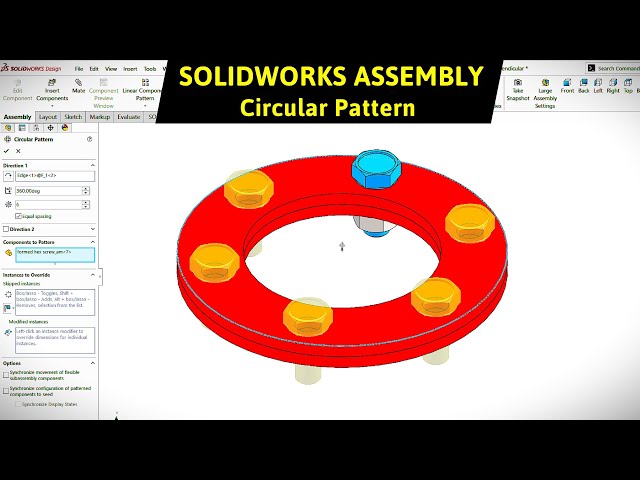 SOLIDWORKS Circular Component Pattern Tutorial | SOLIDWORKS Assembly Tutorial